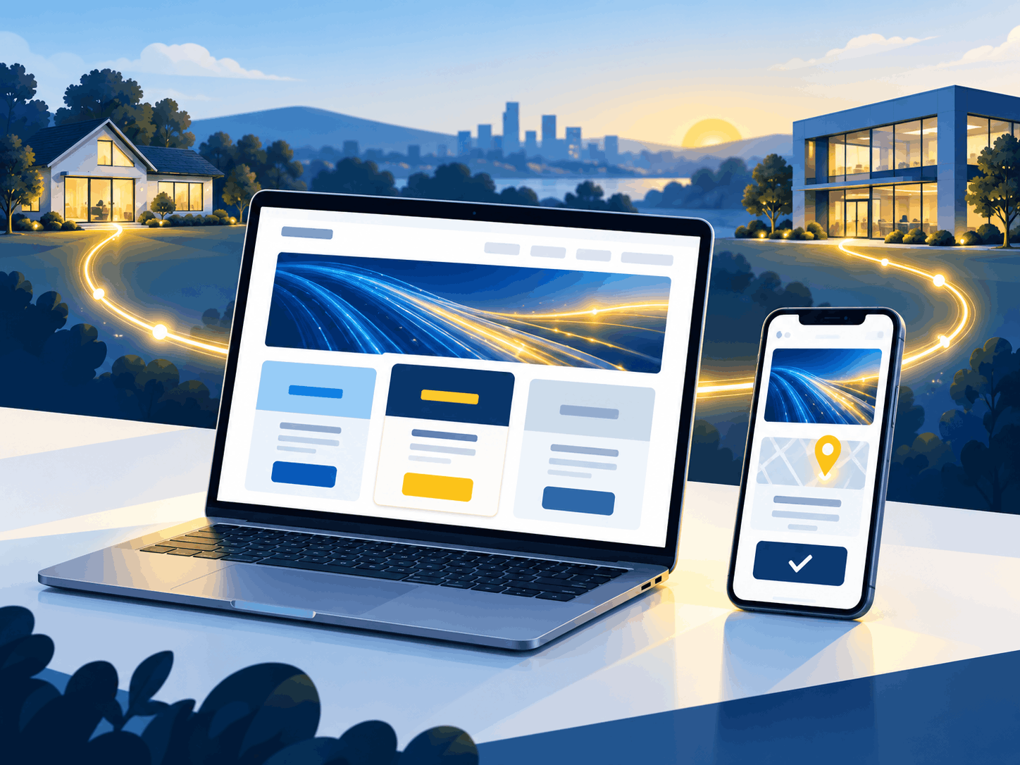 new website on laptop